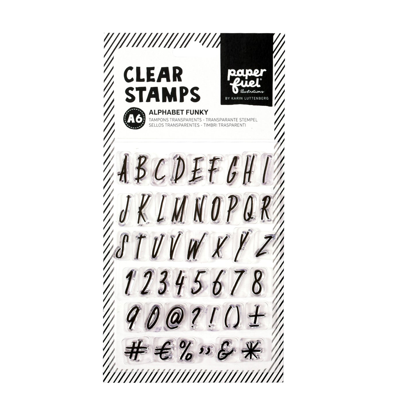 Paperfuel • tampon transparent a6 alphabet funky