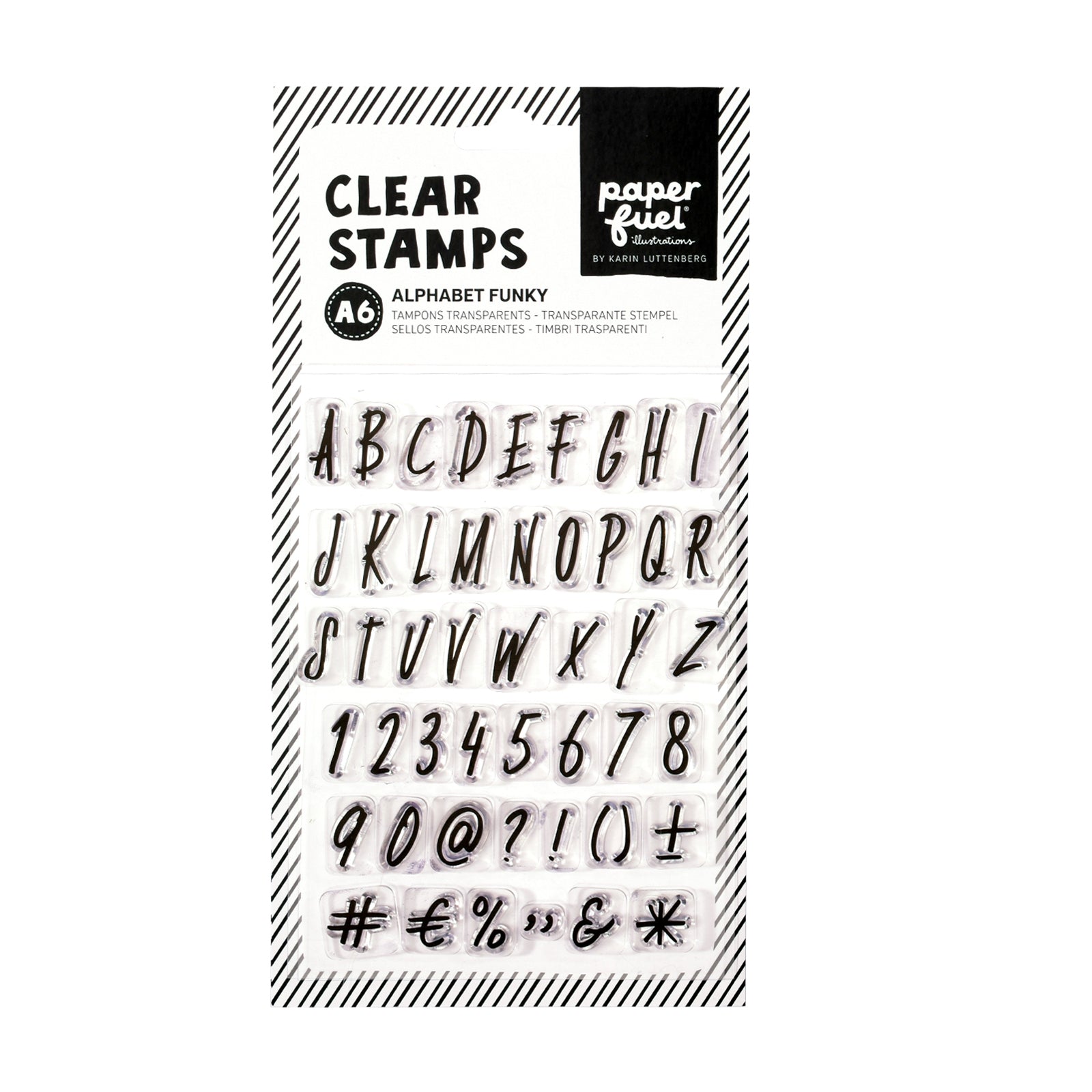 Paperfuel • tampon transparent a6 alphabet funky