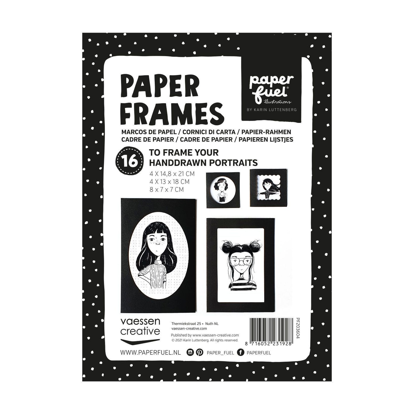 Paperfuel • cadres en papier 16 feuilles noir