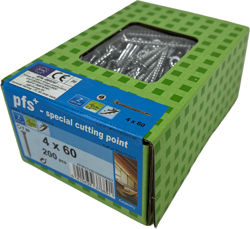 Pgb-europe pfs+ | vis pour panneaux d'aggloméré pfs+ vzk-t ø 4,0x60 zn - 200 pièces - pfwvtv001004000603