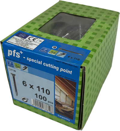 Pgb-europe pfs+ | vis pour panneaux d'aggloméré pfs+ vzk-t ø 6x110 zn | 100 pièces - pfwvtg001006001103