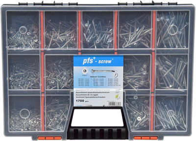 Pgb-europe pgb-fixations | boîte d'assortiment avec vis 1700 pcs pwvtv - ass014001170002
