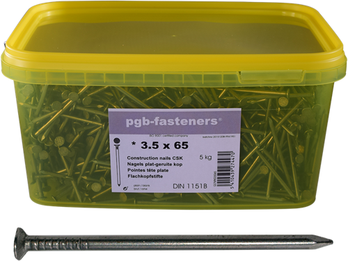Pgb-europe pgb-fixations | clou tête plate d.1151b ø 3,50x80 (seau) 000npk00000350080m