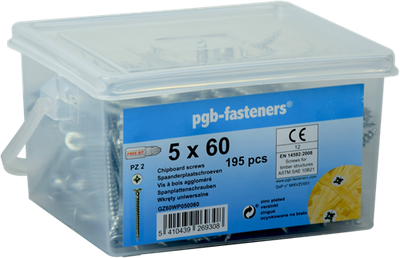 Pgb-europe pgb-fixations | vis pour panneaux d'aggloméré ø 4x40 zn godet 455 | 455 pièces - gz60wp040040