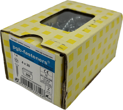 Pgb-fasteners vis universelle pour panneaux d'aggloméré vk-t filetage complet tête fraisée ø4,0x20 zn tx20 ​​​​| 200 pièces | pgwvtv001004000203