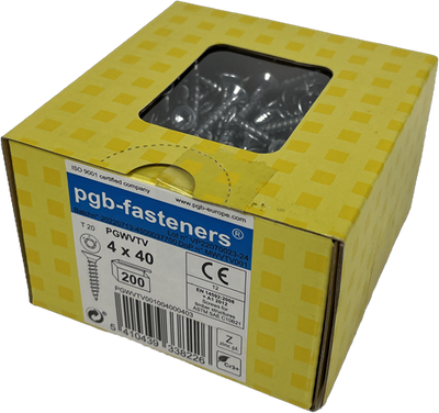 Pgb-fasteners vis universelle pour panneaux d'aggloméré vk-t filetage complet tête fraisée ø4,0x40 zn tx20 ​​​​| 200 pièces | pgwvtv001004000403