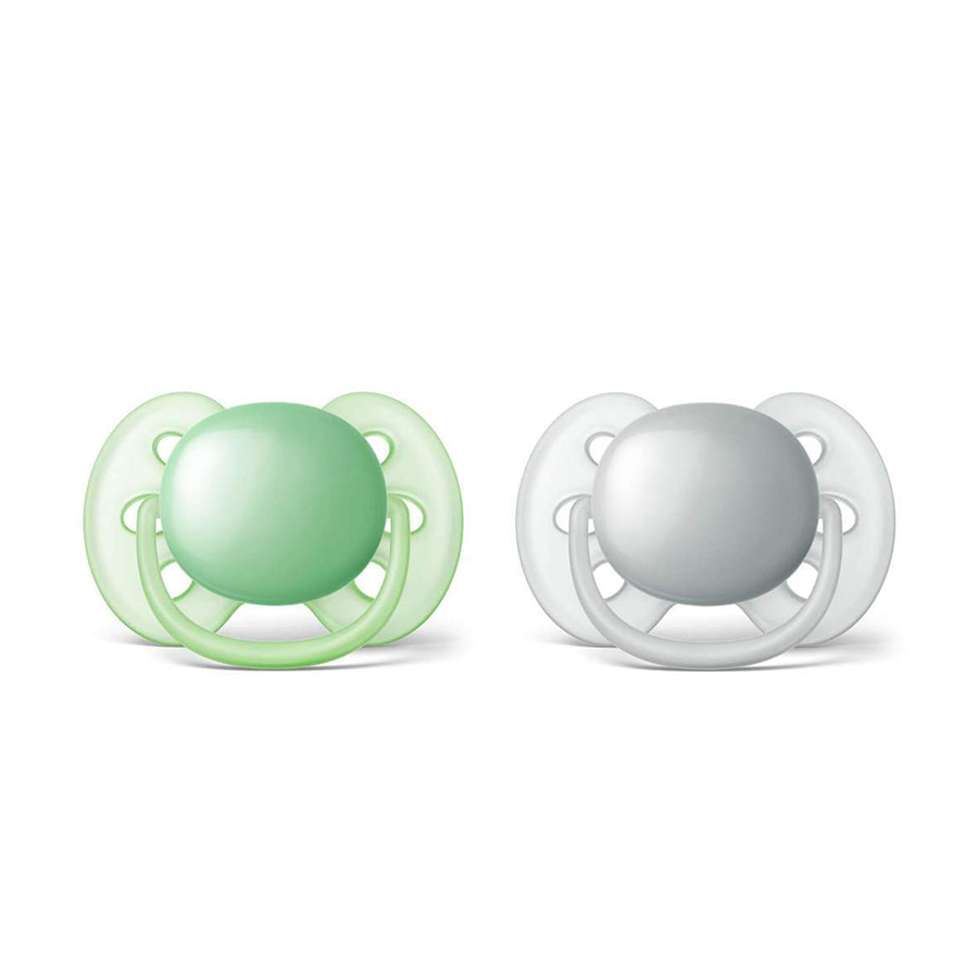 Philips sucette avent ultra douce gris vert 2 pièces