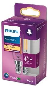 Philips Lampe tube LED T25 E14 4,5-40W 2700K filament blister transparent - 5100024