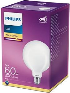 Philips Globe LED G120 E27 7-60W filament 2700K mat - LED3826