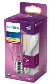 Philips LED GLS E27 1,5-15W 2700K filament blister transparent - 5102491