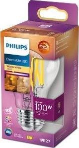 Philips LED GLS E27 10,5-100W filament clair ampoule chaude - 5102556
