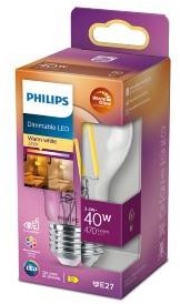 Philips LED GLS E27 3,4-40W filament clair ampoule chaude - 5102513