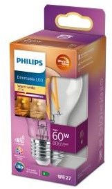 Philips LED GLS E27 5,9-60W filament clair ampoule chaude - 5102517