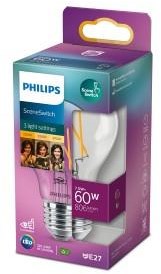 Philips LED GLS E27 7,5-60W filament clair interrupteur de scène blister - 5102525