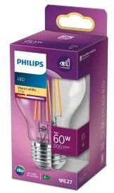 Philips LED GLS E27 7-60W 2700K filament transparent blister - 5102519
