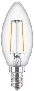 Philips Bougie LED E14 2-25W 2700K filament clair - LED3713