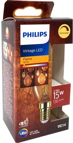 Philips Bougie LED E14 3,5-15W 2000K filament or dimmable blister - 5100305
