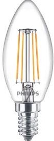 Philips Bougie LED E14 4,3-40W 2700K filament blister transparent - 5100306