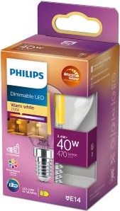 Philips LED bullet E14 3,4-40W filament clair lumière chaude blister - 5101508