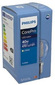 Philips LED balle E14 4,3-40W 2700K filament clair - LED3738