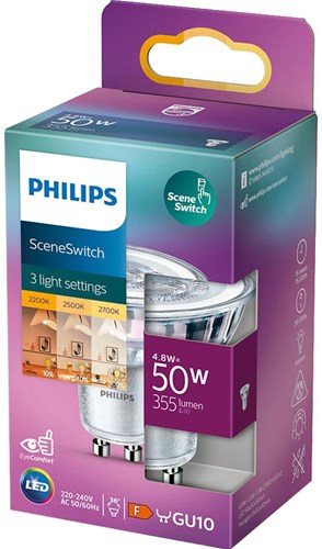 Philips spot LED gu10 230v 4,8-50w interrupteur scène blister - 5105324