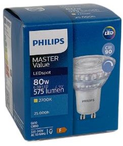 Spot LED Philips gu10 6,2-80w 2700k dimmable - led3452