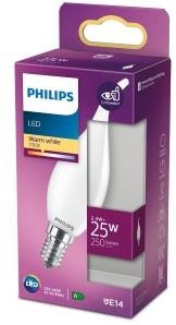 Philips Bougie à embout LED E14 2,2-25W 2700K filament blister mat - 5100556