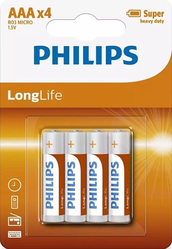 Philips R03 Longlife AAA Batterie 4 pièces