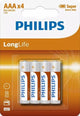 Philips R03 Longlife AAA Batterie 4 pièces