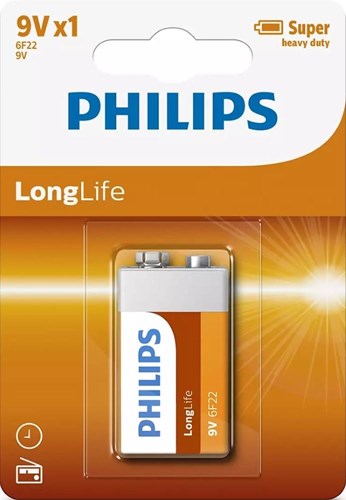 Philips pile philips longue durée 9v 6f22 blister 1 - 3111025