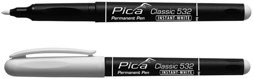 Stylo permanent Pica 532 52 | 1-2 mm | rond | blanc | 10 pièces - pi53252