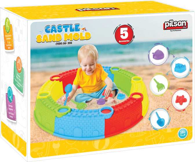 Moules de château de Pilsan pour bac à sable avec accessoires 13 pièces