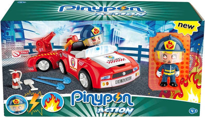 Camion de pompiers Pinypon avec figure de jouet de remorque en tant que pompier