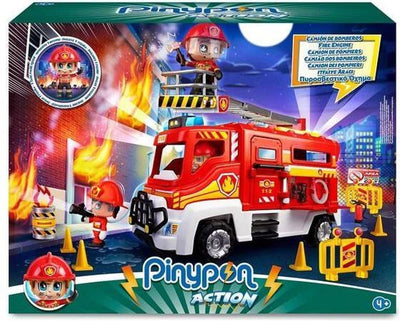 Voiture de brigade de pompiers Pinypon avec figure de jeu en tant que pompier