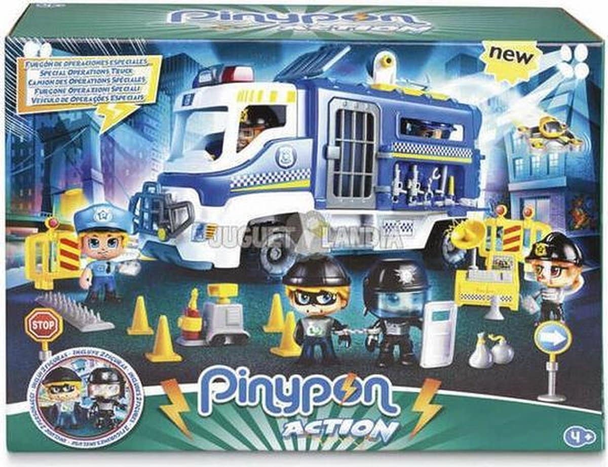 Voiture de police de Pinypon avec 2 figurines et 25 accessoires