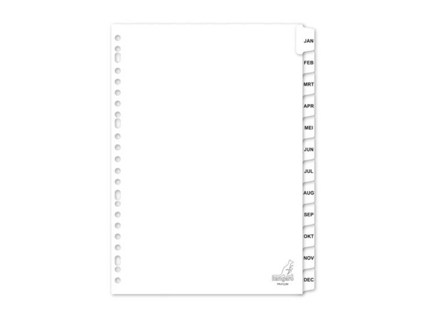 Onglets Kangaro a4 23 anneaux Jan-Déc carton