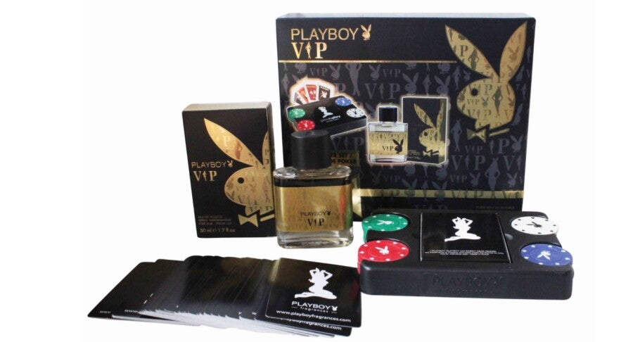 Coffret cadeau Playboy VIP 50 ml comprenant un set de poker