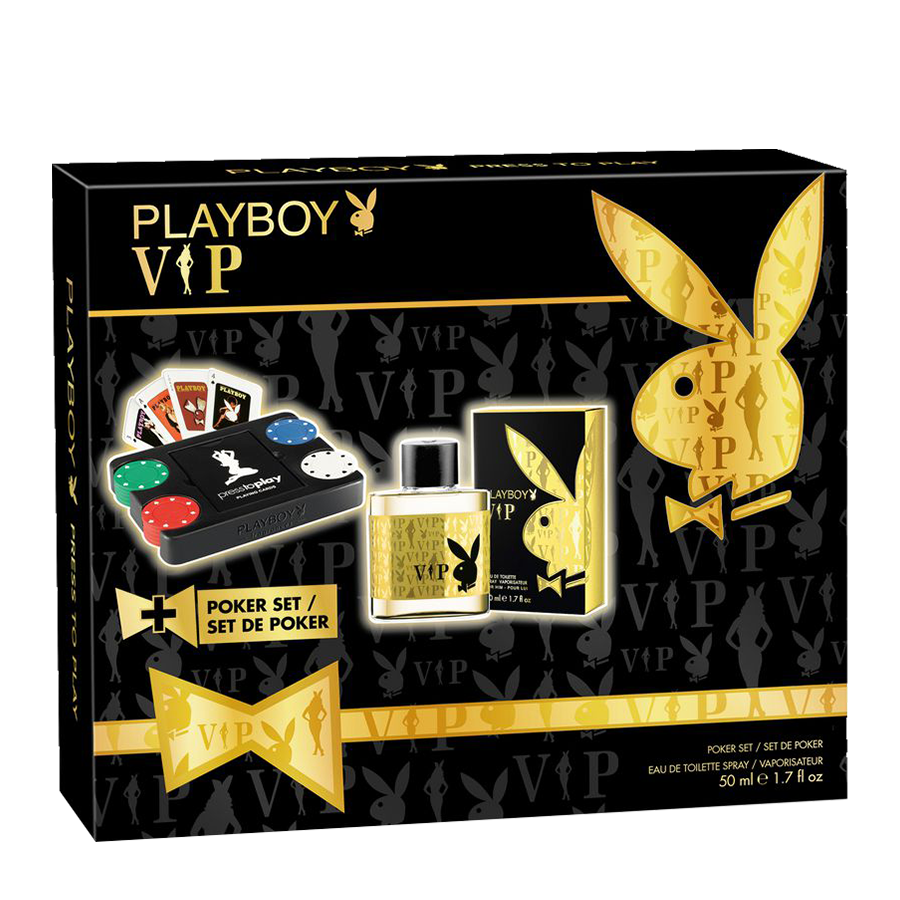 Coffret cadeau Playboy VIP 50 ml comprenant un set de poker