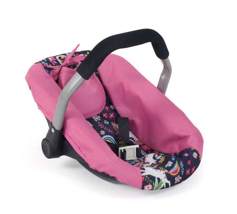 Siège auto poupée Bayer chic (licorne bleu foncé rose)