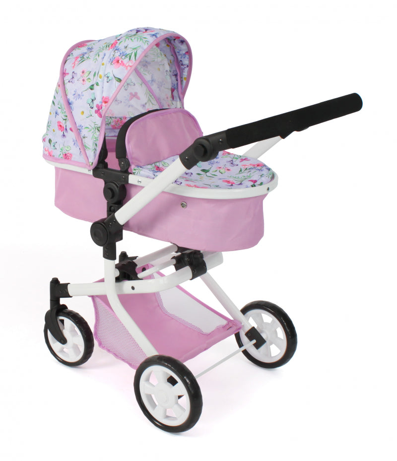 Bayer chic landau pour poupée mika combi (fleurs blanc rose)