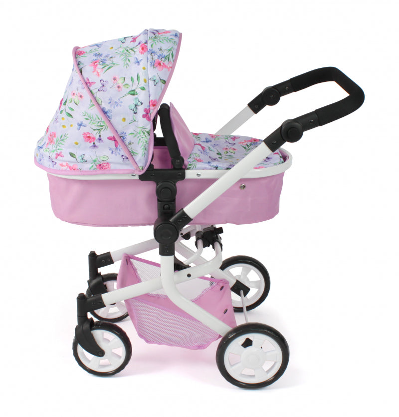 Bayer chic landau pour poupée mika combi (fleurs blanc rose)
