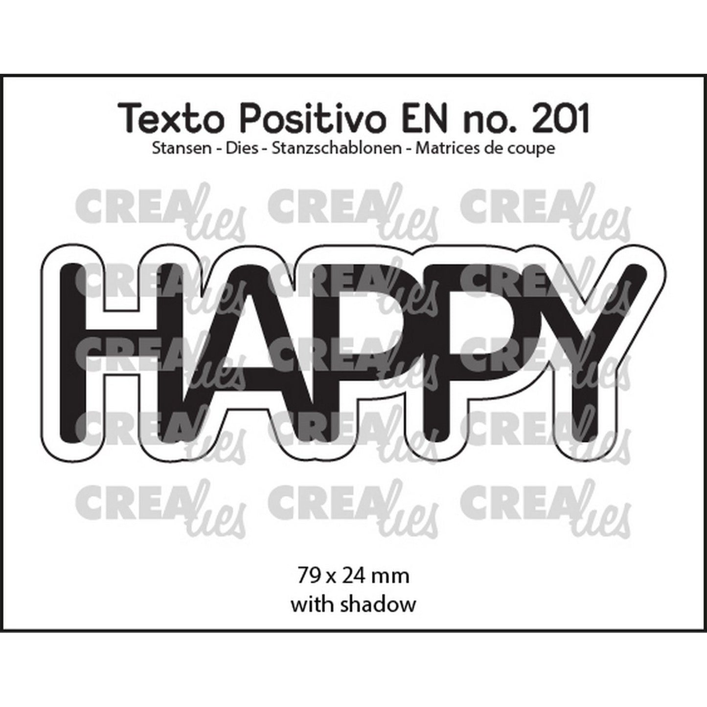 Crealies • gabarit de découpe texto positivo heureux