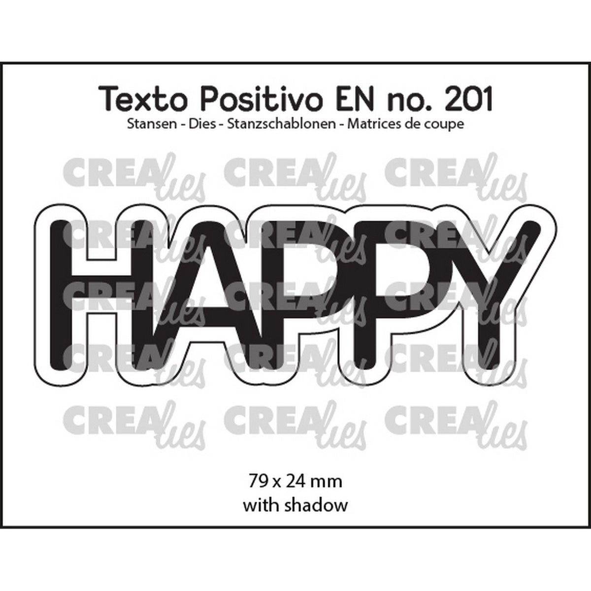 Crealies • gabarit de découpe texto positivo heureux