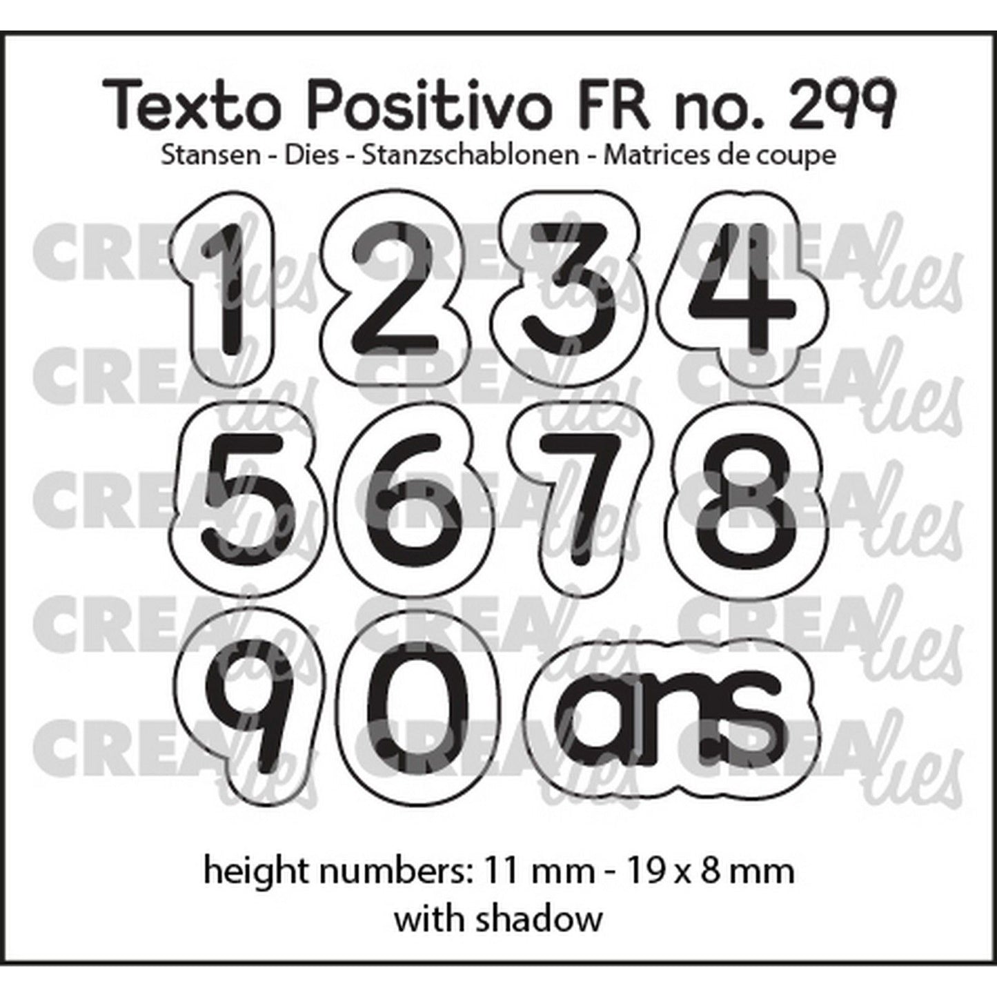 Crealies • matrices de découpe texte positif 1,2,3 ans