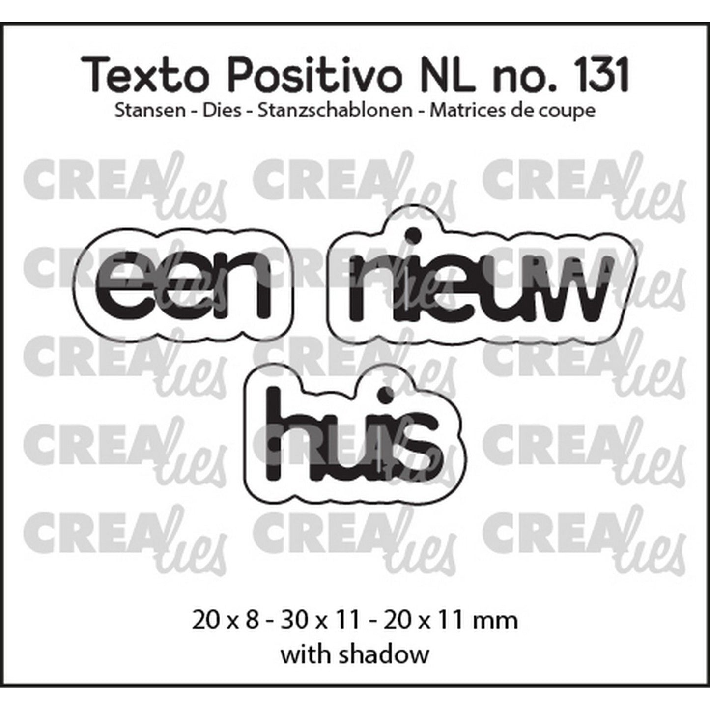 Crealies • gabarit de découpe texto positivo une nouvelle maison
