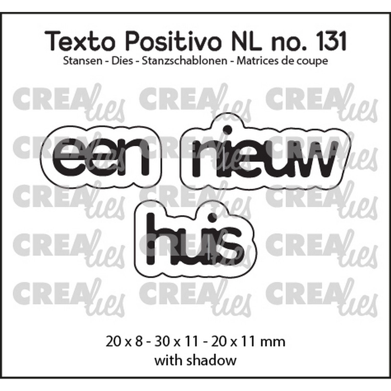 Crealies • gabarit de découpe texto positivo une nouvelle maison