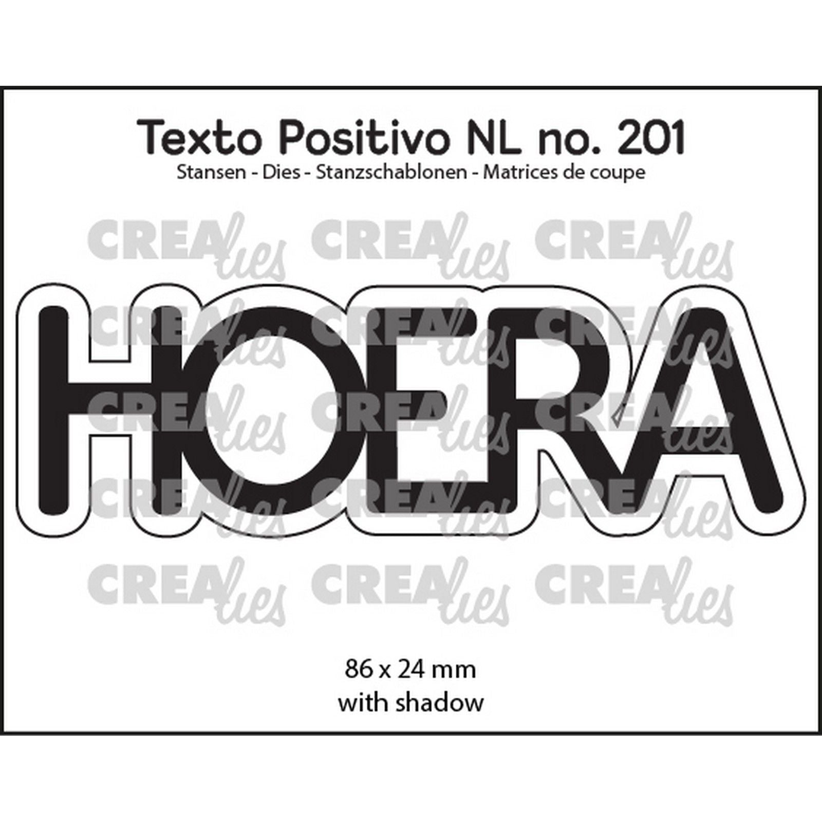 Crealies • gabarit de découpe texto positivo hourra