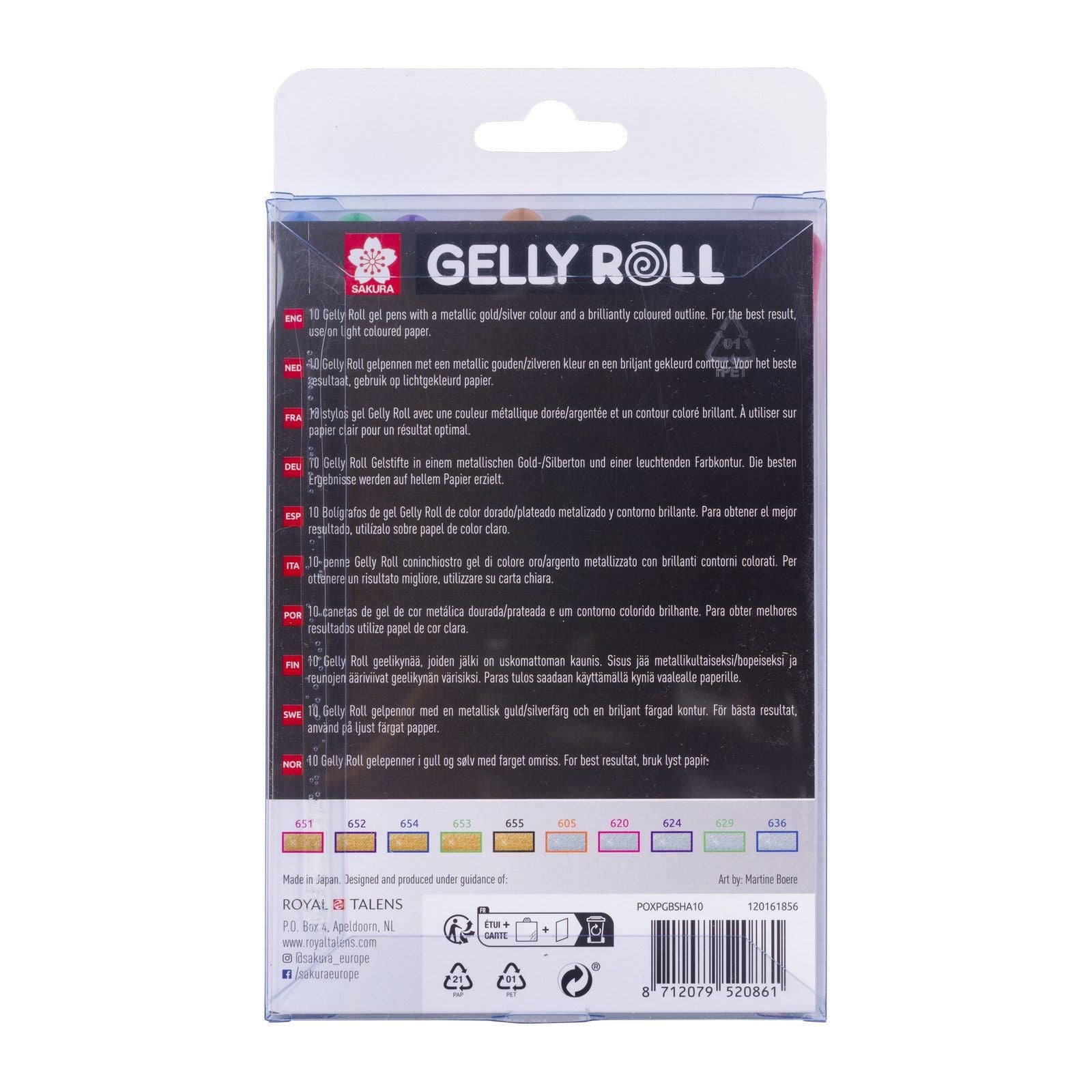 Sakura • Ensemble de stylos gel Gelly Roll, ombres dorées et argentées