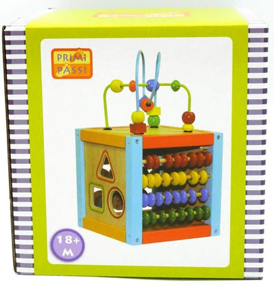 Cube d'activité avec cadre en perles de bois Primi Passi de Jonotoys
