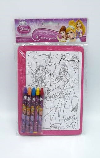 Disney Princess Puzzle que vous pouvez vous colorer, 28 pièces avec des crayons de couleur